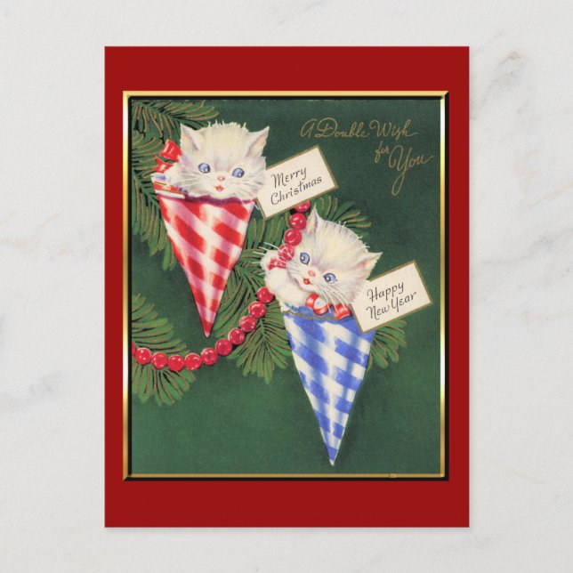 Vintagejul/nytt år helg vykort (Framsida)