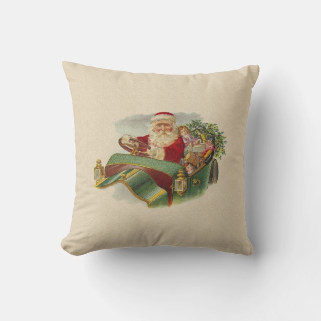 Vintagejul Santa i en klassikerantikvitetbil Kudde (Framsida)