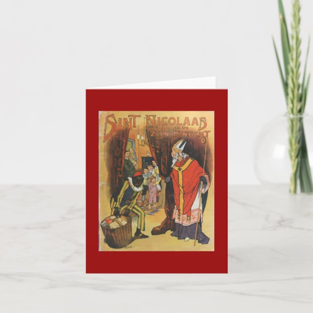 Vintagejul Sint Nicolaas Helgkort (Framsida)