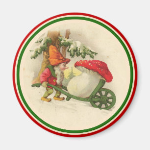 Vintagejulälva med champinjonen magnet