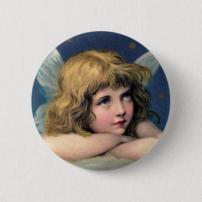 Vintagejulängel och guldstjärnor knapp (Framsida)