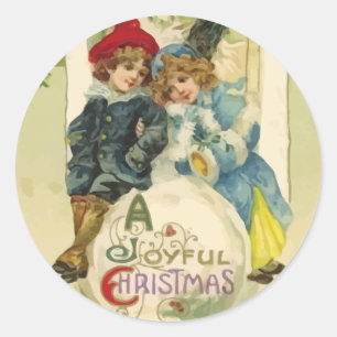 Vintagejulen kastar snöboll klistermärkear runt klistermärke