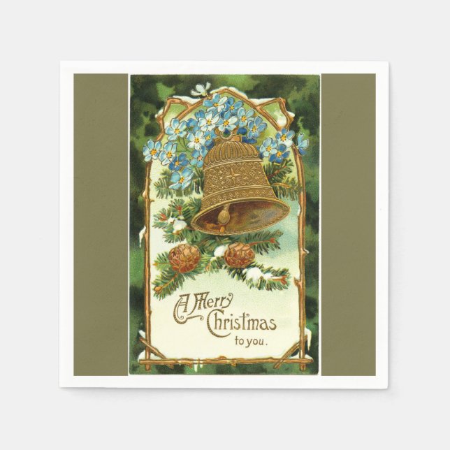 Vintagejulen sätta en klocka på och Pinecones Pappersservett (Framsidan)