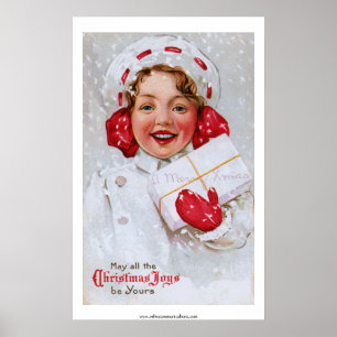 Vintagejulflicka med paket poster