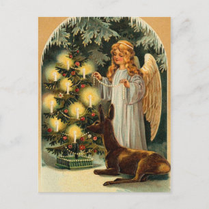 Vintagejulgran och ängel helg vykort