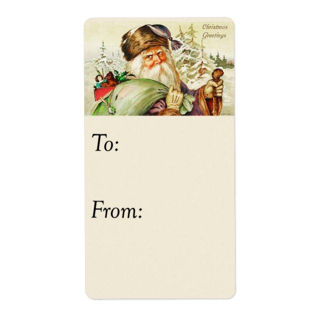 Vintagejulhälsning från Santa gåvamärkre Fraktsedel (Framsidan)