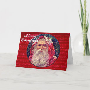 Vintagejulkort Santa och musik Helgkort