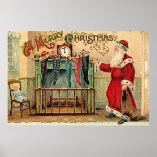 Vintagejulstrumpaaffisch Poster