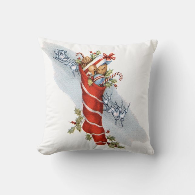 Vintagejulstrumpafullt av leksaker kudde (Framsida)