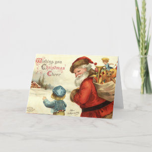 Vintagejultomten och barnjulkort helgkort
