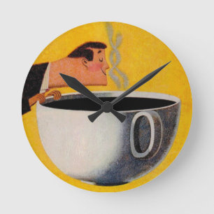 Vintagekaffeannonsering Rund Klocka