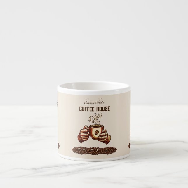 Vintagekaffekopp Anpassad kafémärke Espressomugg (Framsidan)