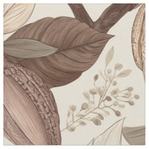 Vintagekakpodar och blad Botanisk konst Tyg