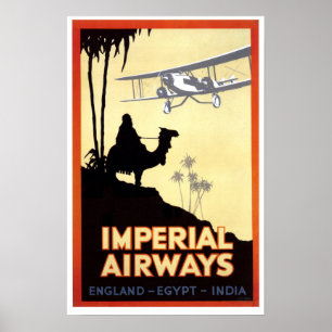 Vintagekamel- och flygplanegyptenen reser poster