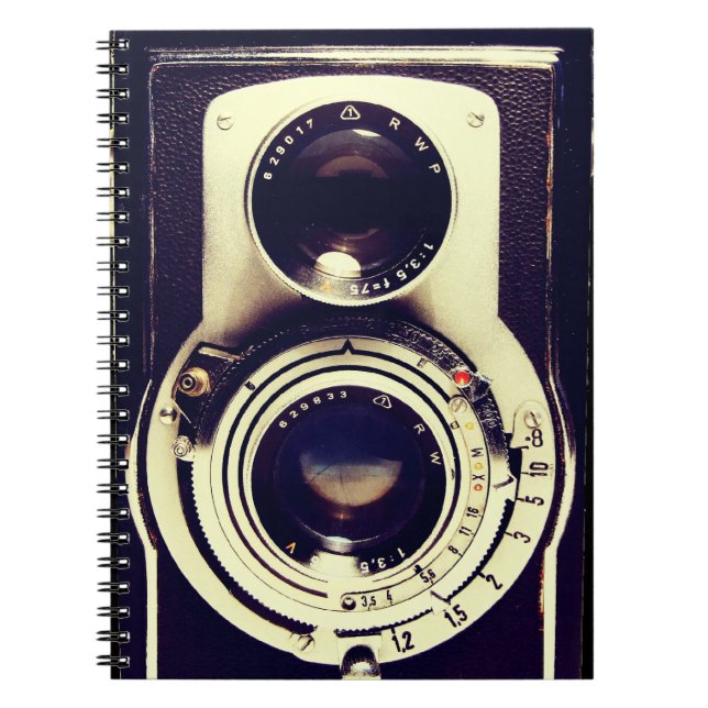 Vintagekamera Anteckningsbok Med Spiral (Framsidan)
