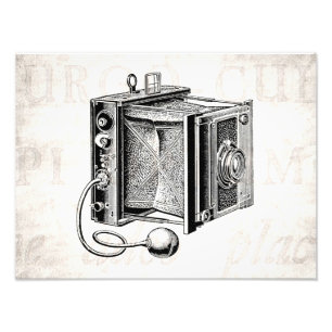 Vintagekamera - antik kamerafotografisvart fototryck