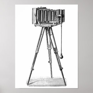 Vintagekamera - antik kamerafotografisvart poster