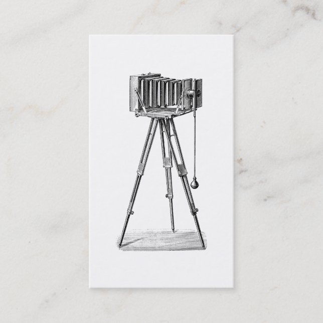 Vintagekamera - antik kamerafotografisvart visitkort (Framsida)