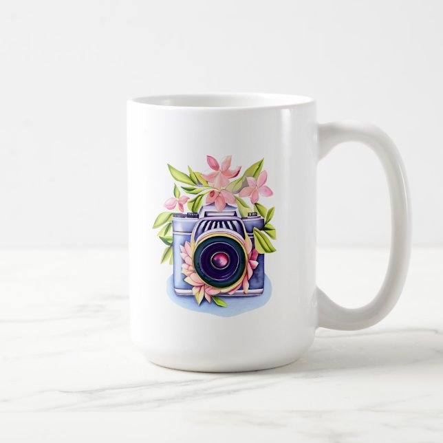 Vintagekamera Blommig Vattenflaska Kaffemugg (Höger)
