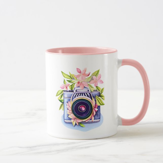Vintagekamera Blommig Vattenflaska Mugg (Höger)