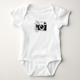 Vintagekamera – blomritning t shirt