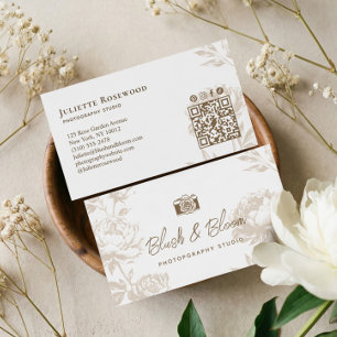 Vintagekamera Chic Handritade Blommiga Fotograf Visitkort