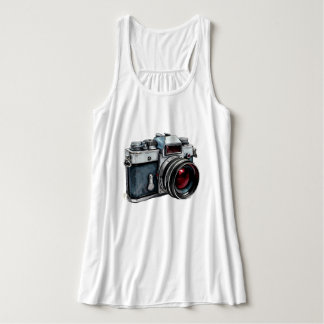 Vintagekamera Grafisk T-Shirt – Retro Fotografi Linne Med Racerback
