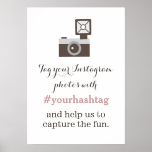 Vintagekamera Instagram-foton Hashtag-skylt Poster