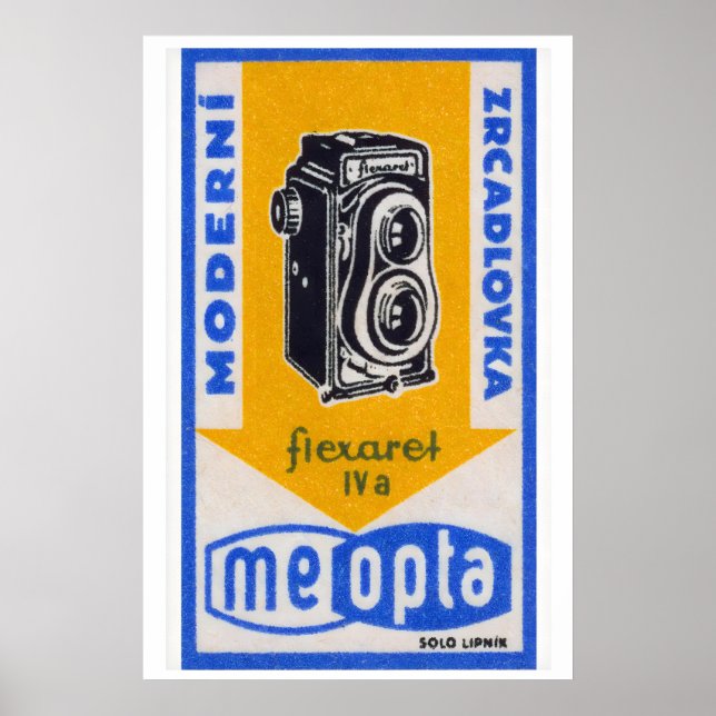 Vintagekamera - Matchbox-utskrift - Tjeckisk väggk Poster (Framsidan)