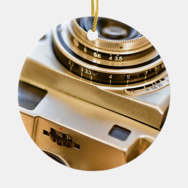 Vintagekamera med stil! julgransprydnad keramik (Framsidan)