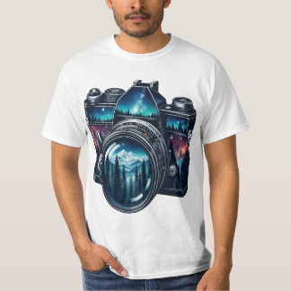 Vintagekamera Natur Dubbelexponering Illustration T Shirt