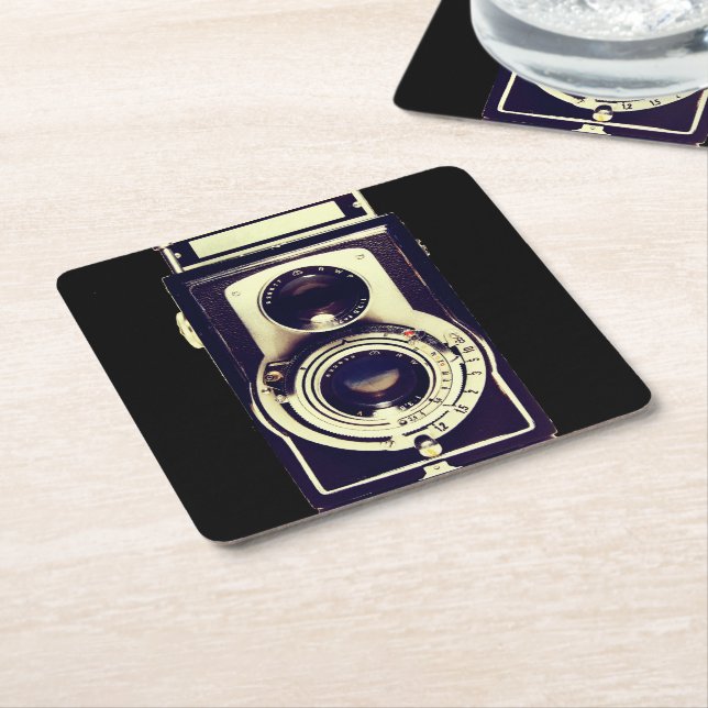 Vintagekamera Underlägg Papper Kvadrat (Vinklad)