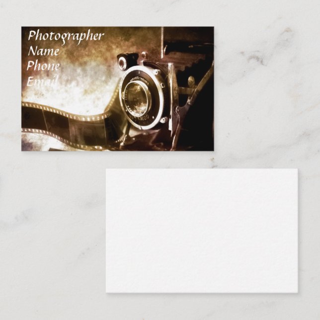 vintagekamerafotograf visitkort (Fram/baksida)