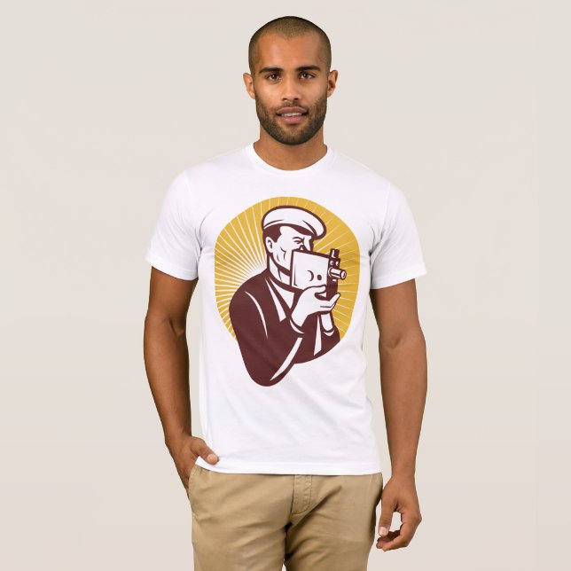 Vintagekameraman Retro Fotograf Tee Shirt (Hel framsida)