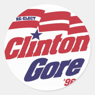 Vintagekampanjlogotyp Clinton/levrat blod 1996 Runt Klistermärke
