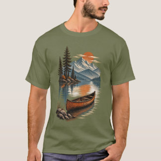 Vintagekanot under bergsolnedgång t shirt