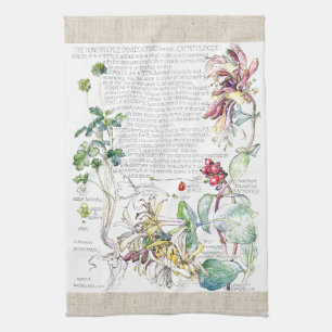 Vintagekaprifolen blommar kökshanddukar