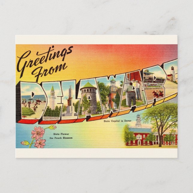 Vintagekart över Delaware  Vykort (Framsida)