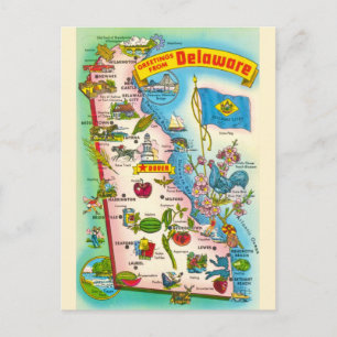 Vintagekart över Delaware  Vykort