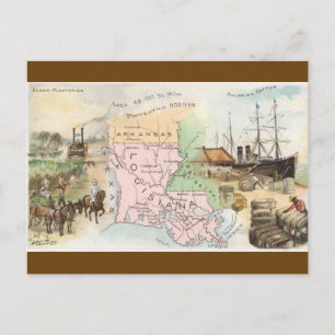 Vintagekart över Louisiana Vykort