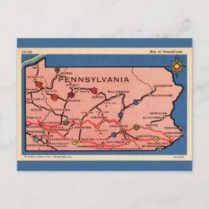 Vintagekart över Pennsylvania Vykort
