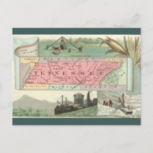 Vintagekart över Tennessee Vykort