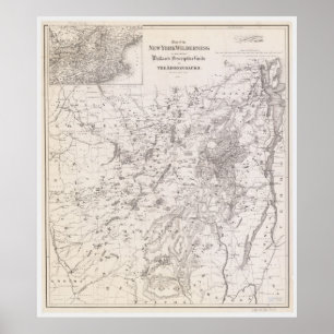 Vintagekarta av adirondacksen New York Poster