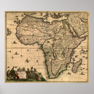 Vintagekarta av afrikan (1688) poster