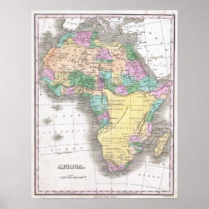 Vintagekarta av afrikan (1827) poster