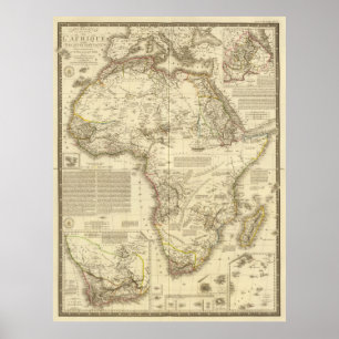 Vintagekarta av afrikan (1828) poster