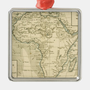 Vintagekarta av afrikan julgransprydnad metall