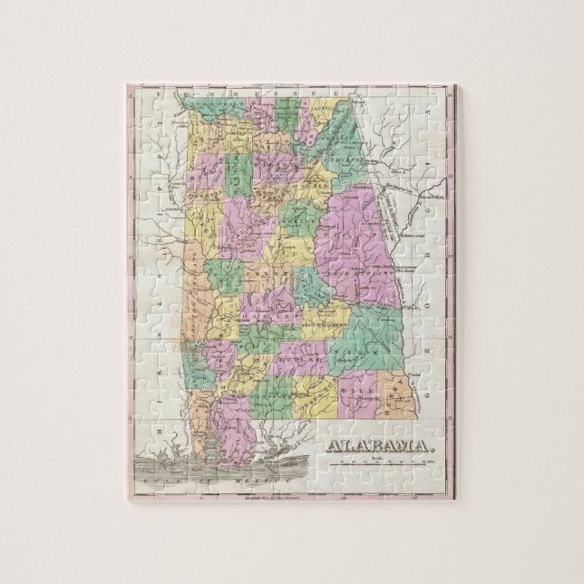 Vintagekarta av Alabama (1827) Pussel (Vertikal)