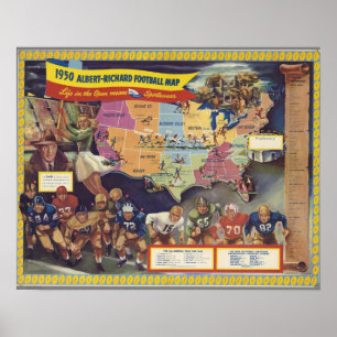 Vintagekarta av amerikanfotboll från 50-tal poster