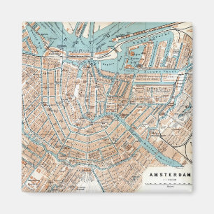 Vintagekarta av Amsterdam (1905) Magnet